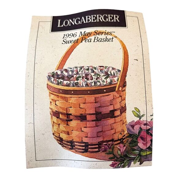 Longaberger 1996 May Series SWEET PEA BASKET + LINER & PROTECTOR Made USA 9" - Picture 7 of 8